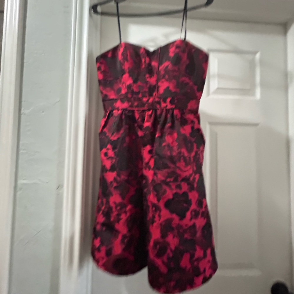 Red and Black Floral Dress